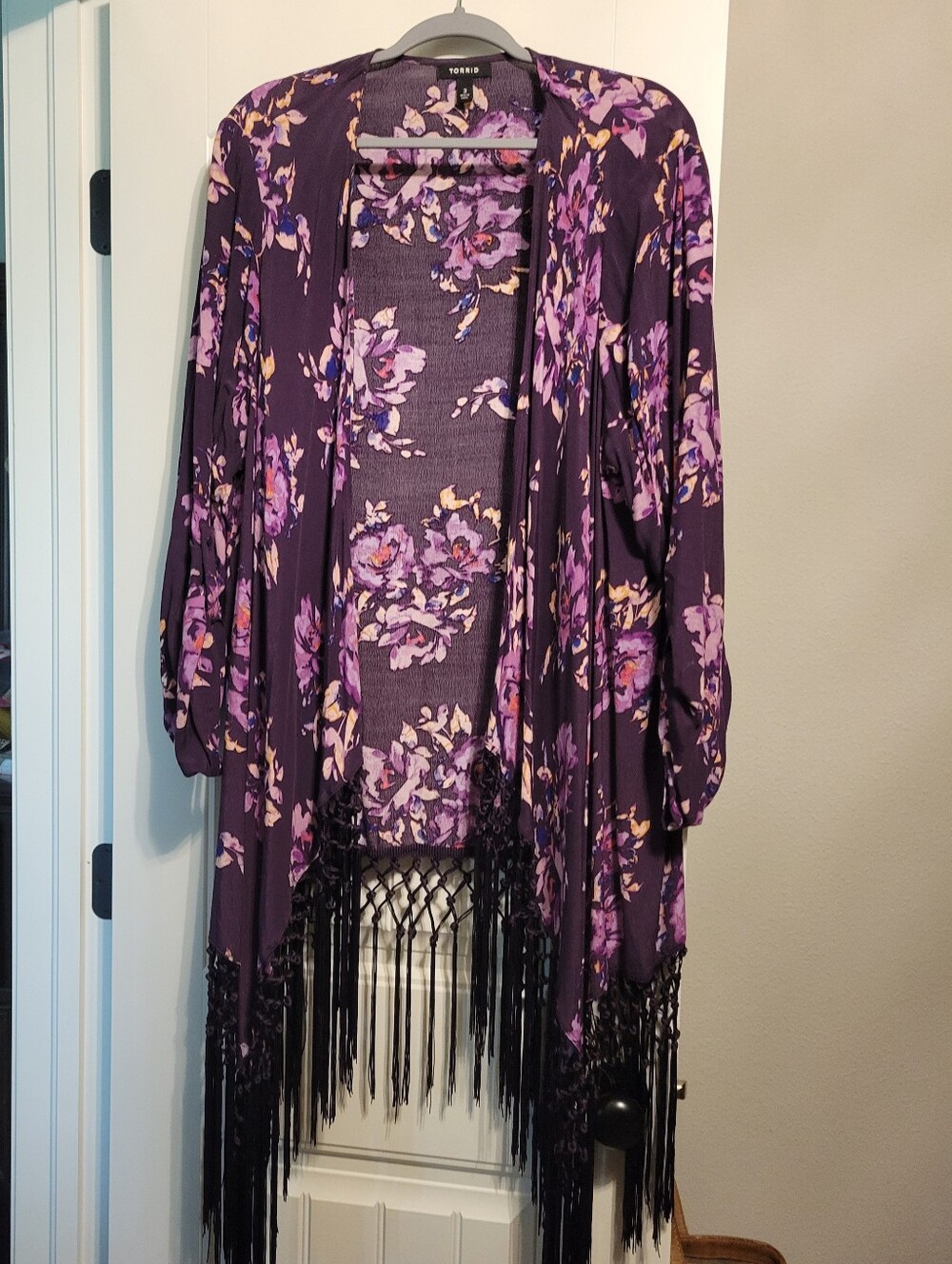 Floral Fringe Open Cardigan/Kimono